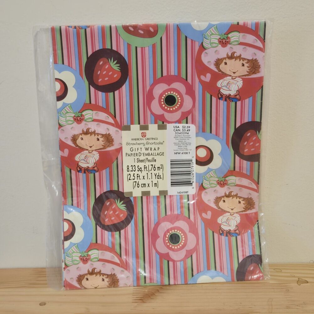 Vintage Strawberry Shortcake Fashion Wrap American Greetings 8.33sq‎ ft New
